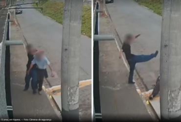 Câmeras de segurança flagram jovem agredindo idoso em Itapeva