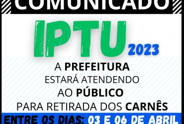 Carnês de IPTU podem ser  retirados na Prefeitura de Taguaí