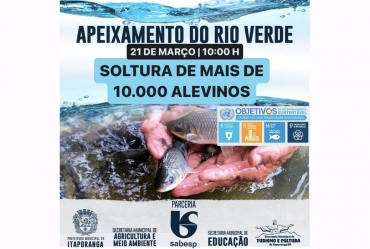 Prefeitura de Itaporanga e SABESP promovem a soltura de alevinos para repovoamento do Rio Verde