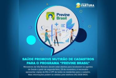 Saúde de Fartura promove mutirão de cadastros para o programa “Previne Brasil”