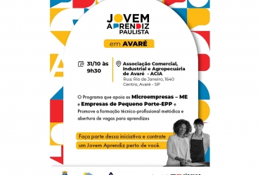  Jovem Aprendiz Paulista é tema de encontro no dia 31 em Avaré