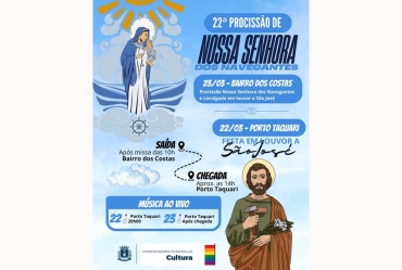 Setor de Cultura de Taquarituba promove Festa em Louvor a São José e 22° procissão de Nossa Senhora dos Navegantes