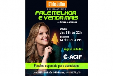 Acif recebe Juliana Albanez para curso voltado à comunicação estratégica e aumento de vendas