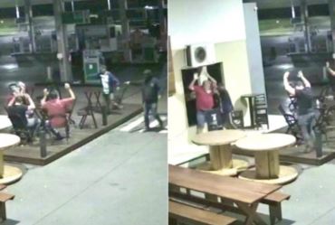 Câmera de segurança flagra assalto a clientes em posto de combustíveis em Itaberá