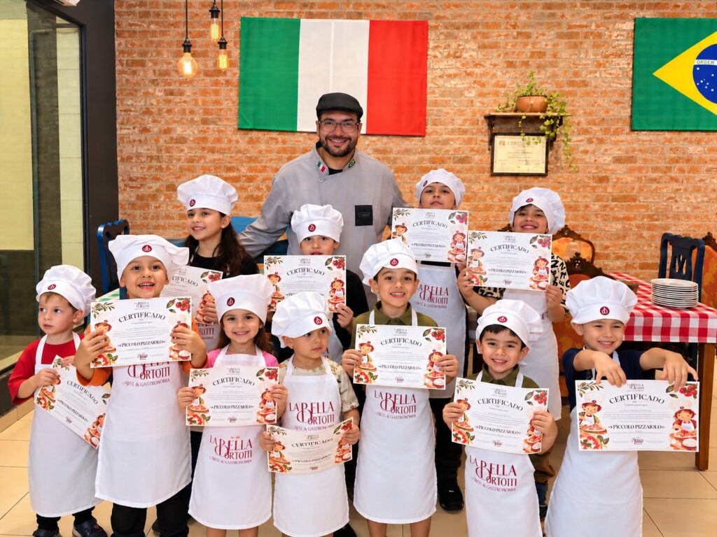 Mês das Crianças ganha sabor especial com pequenos pizzaiolos no La Bella Bortotti Arte & Gastronomia