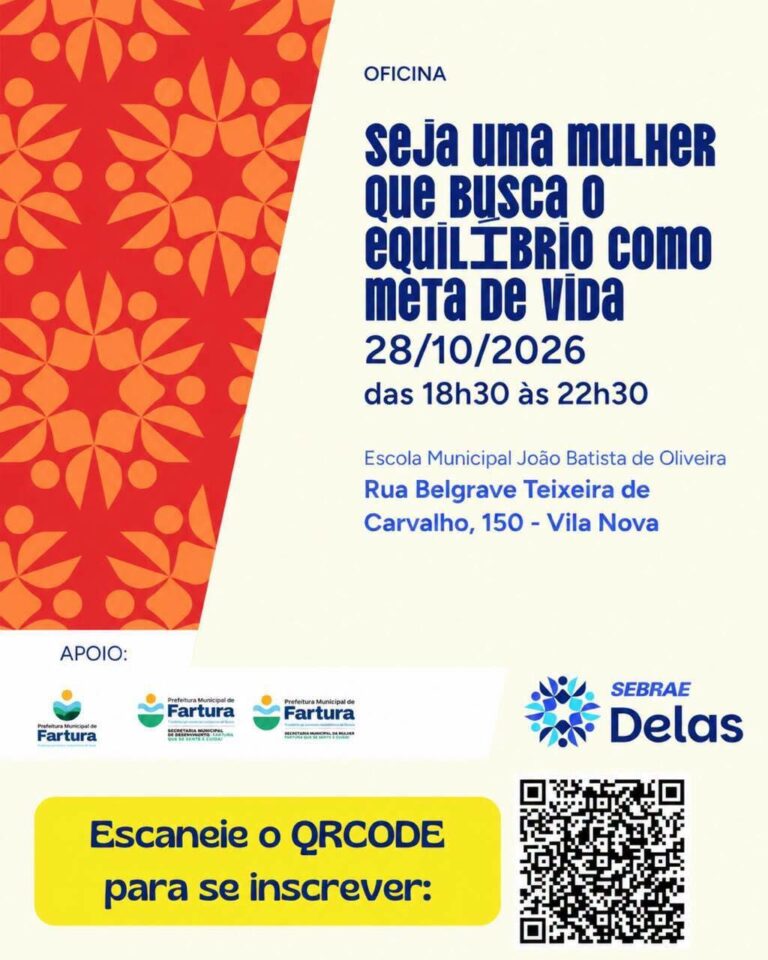 Fartura recebe hoje oficina do Sebrae Delas voltada ao desenvolvimento pessoal das mulheres