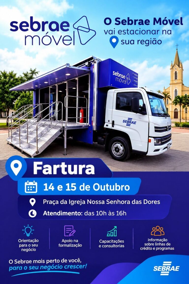 Sebrae Móvel oferece orientações gratuitas a empreendedores em Fartura